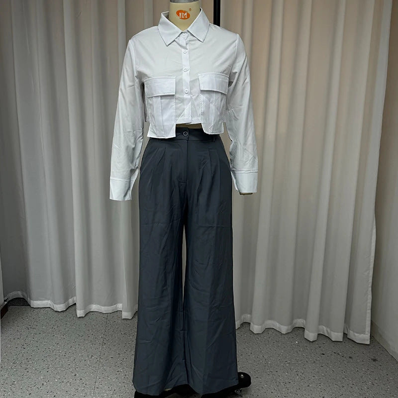 Women's Fashion All-match Slim Fit Shirt Outfit - Chic Angle