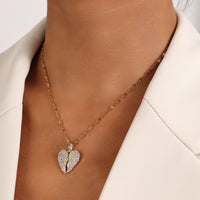 Personalized Open Close Love Necklace Creative Peach Heart Wings Collar Chain Micro Inlaid Zircon Stone Can Open Close