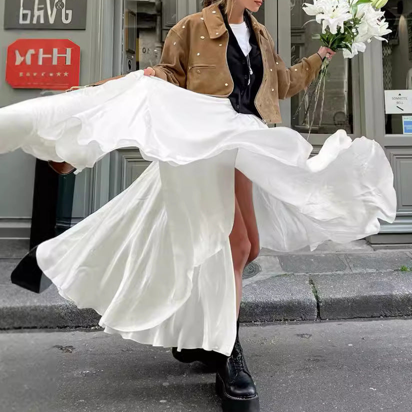 High Waist Slit Skirt Fashion Lady