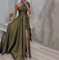 Sleeveless Solid Color Irregular Long Dress  Formal