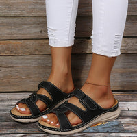 European And Beautiful Car Stitching Casual Lightweight Wedge Heel Platform Buckle Sandals