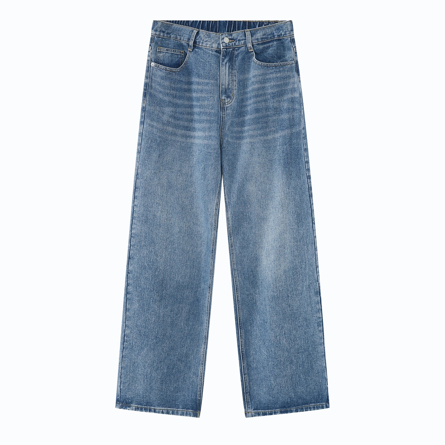 Korean Style Loose Elastic Waist Straight Casual Jeans Men