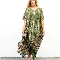Rayon Printed Blooming Loose Vacation Robe Beach Dress Bikini Sun Protection Shirt