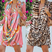 New Ladies' Printed Loose Lapel Dress