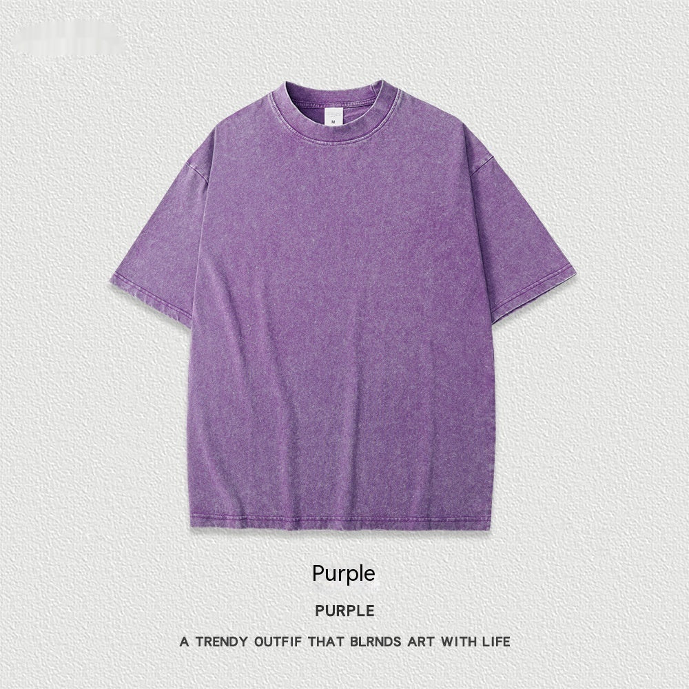 Women's American-style Distressed Linen Cotton Short Sleeve
