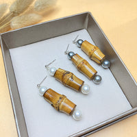 Silver Niche Design Earrings Ethnic Natural Bamboo Joint Female