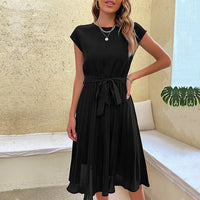 Skirt Summer Vacation Women's Lace-up Solid Color Pleated Dress
