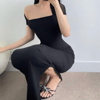 Women's Square Neck Hanging Neck Mesh Dress