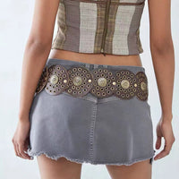 Retro Personality Men's And Women's Belts Exaggerated Hip Hop Punk Metal Cutout Round Fashion Belts