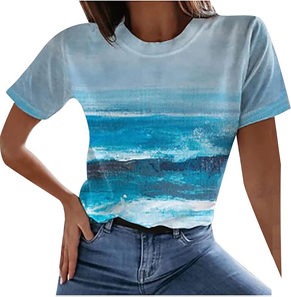 Summer New Printed Round Neck Short Sleeve - Chic Angle