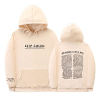 Large Size Fleece-lined Casual Letter Thread Drop-shoulder Sleeve Hooded Sweater