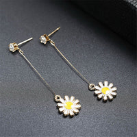 Simple Elegant Flower Ear Line Long Earrings For Women Fashion Jewelry Sweet Drop Pendientes Mujer Moda