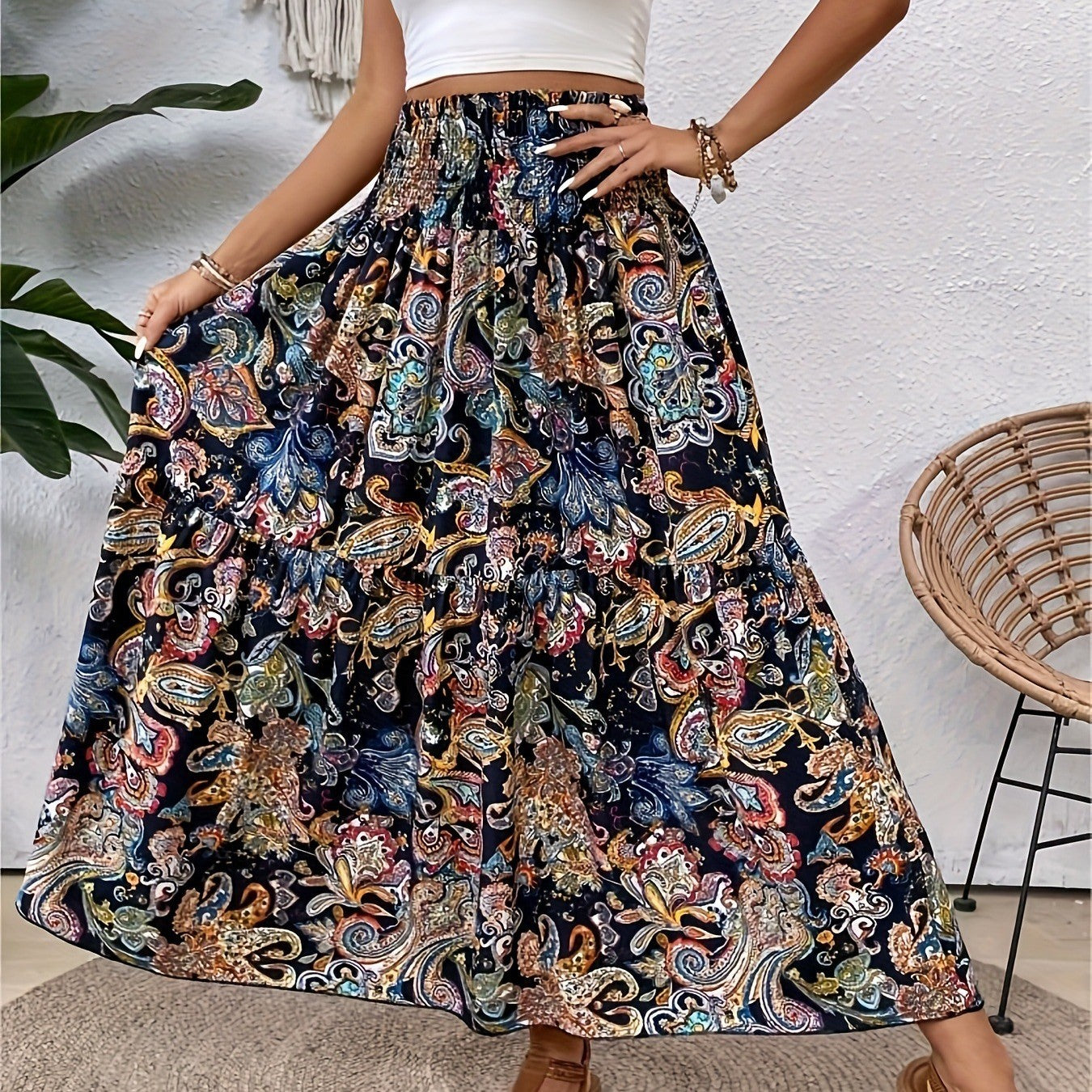All-matching Slim Fit Pleated High Waist Long Skirt