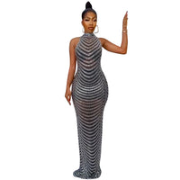 Fashion Backless Nightclub Party Formal Dress Rhinestone