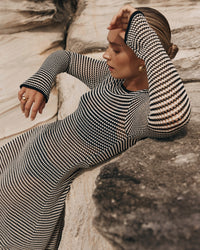 Women's Fashion Mesh Striped European And American Wind Beach Vacation Dress