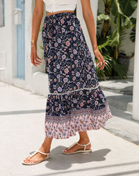 Lace-paneled Maxi Dress Rayon Positioned Floral Bohemian