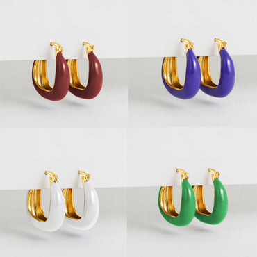 Colorful Oil Necklace Enamel French Earrings