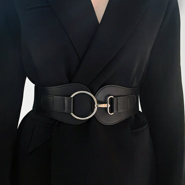 New Autumn Winter PU Elastic Belt For Women Simple Matching Coffee Color Black Decorative Waist Cover Coat Fashion Elegant Accessories