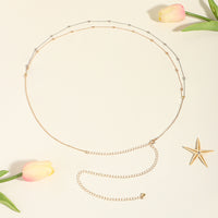 Summer Beach Sexy Body Chain Gold Silver Double Thin Chain Bead Waist Chain Street Fashion Retro Beauty Belly Chain