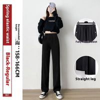 High Waist Drooping Straight Mopping Pants Black Wide Leg Pants