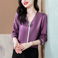 Loose Pullover Shirt V-neck Top