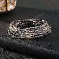 Diamond-embedded Stretch Bracelet 2mm Single Row Color