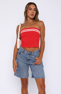 Contrast Color Striped Tube Top Hot Girl Tight-fitting Outerwear