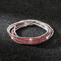 Diamond-embedded Stretch Bracelet 2mm Single Row Color