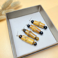 Silver Niche Design Earrings Ethnic Natural Bamboo Joint Female