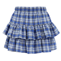 Women's Cotton Blue Plaid Skirt