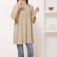 Summer Pure Cotton T-shirt Side Slit Casual
