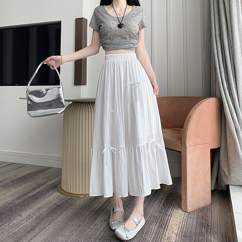 French Ballet Style Bow Layered Cake Dress Skirt For Women