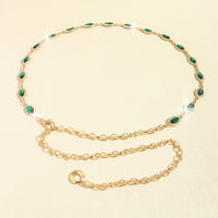 Women's Waist Chain High Touch Crystal Emerald Set Fine Metal Chain Everything Dress Elegant Jewelry Accessories