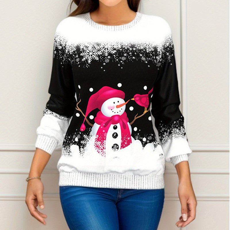 Christmas Printed Raglan Printed Sweater