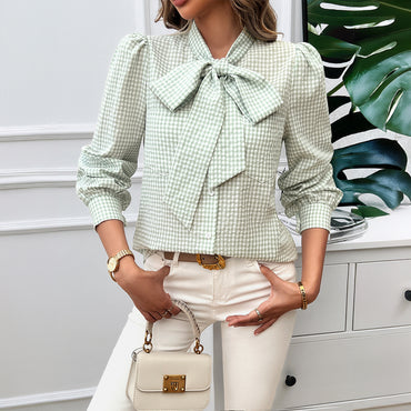 Top Women's Contrast Color Long Sleeves Shirt