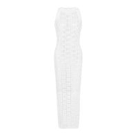 Long Sleeve Short Round Neck Hollow Out Knitwear Dress Vest Shorts