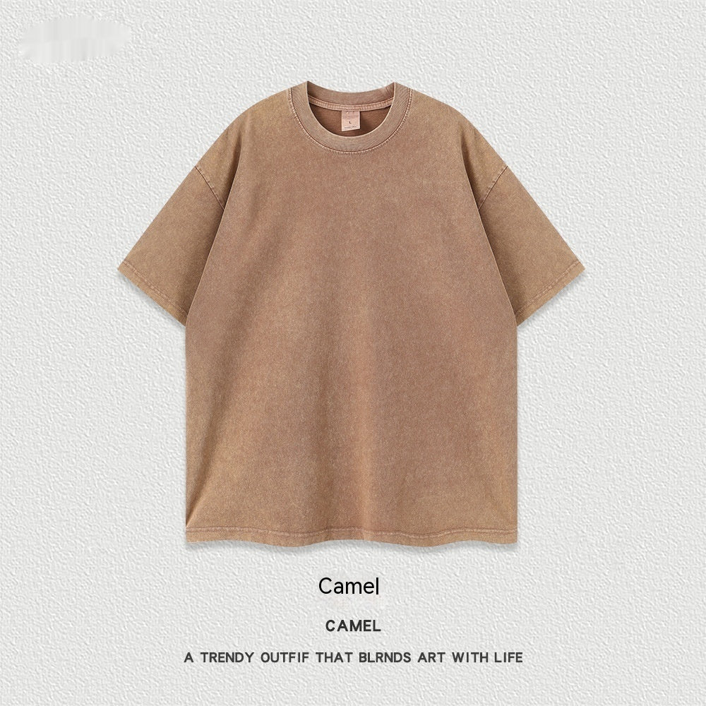 Women's American-style Distressed Linen Cotton Short Sleeve