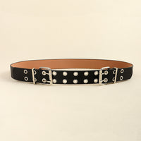 Women's Fashion Double Buckle Casual Belt Hip Hop Punk Hollow Air Belt