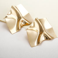 European and American Personality Trend Earrings Metal Texture Folds Exaggerated Geometric Earrings