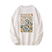 Flowers And Plants Round Neck Long Sleeve Sweater For Women