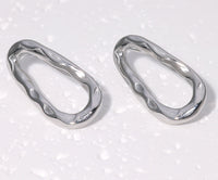 Hollowed Heart Shape Stud Design Hammer Line Geometric Personality Retro Stainless Steel Earrings