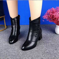 Women's Korean-style Embossed Double-breasted Martin Boots