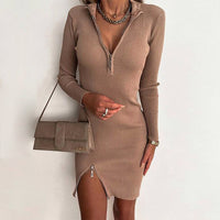 Women's Pit Strip V-Neck Dress