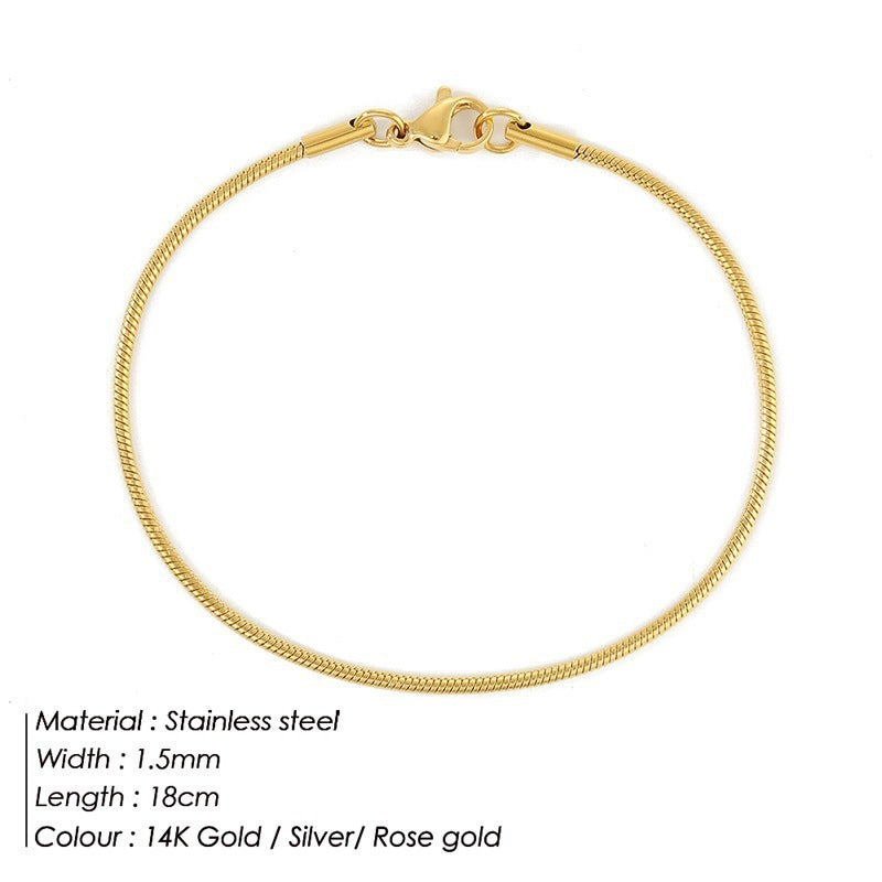 Korean Fashion Stainless Steel Round Snake Bracelet
