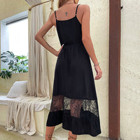 Sling Sleeveless Black Patchwork Dress