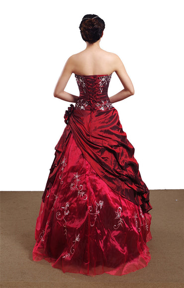Wedding Dress Handmade Silver Embroidered Taffeta Formal