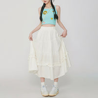 Vintage Cake A- Line Skirt Draping Casual Long Skirt