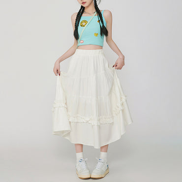 Vintage Cake A- Line Skirt Draping Casual Long Skirt