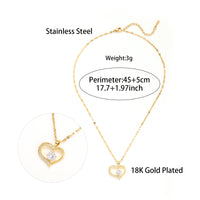 Love Heart-shaped Light Luxury Sparkling Full Diamond Temperament Necklace For Women's Versatile Collarbone Chain Stainless Steel Necklace