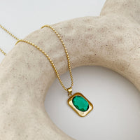 Special Interest Light Luxury Square Plate Green Crystal Eardrops